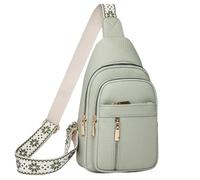 Kleine Schultertasche - PU-Leder-Geldbörse, kompakte Schultertasche, mehrere Taschen, Reise-Brusttasche, lässig, leicht, verstellbarer Riemen, Organizer für Damen, Herren, Teenager, Alltag, Schule