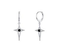 Kleine Schwarze Zirkon-Creolen für Frauen, runder Kreis, Piercing-Ohrring-Schmuck