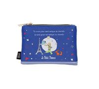 Kleine Tasche oder Geldbörse mit Reißverschluss - Material: Kunststoff bedruckt - Motiv kleiner Prinz mit seinem Fuchs in der Nähe des Eiffelturms - Maße: 14 cm x 10 cm, weiß, Natur-Stil