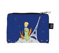 Kleine Tasche oder Geldbörse mit Reißverschluss - Material Kunststoff bedruckt - Motiv kleiner Prinz mit seinem Fuchs in der Nähe des Eiffelturms von Paris - Maße: 14 cm x 10 cm, weiß, Naturstil