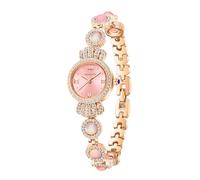 Kleine Uhren für Damen, 21 mm, klassisch, leicht lesbar, Quarzuhr, achteckiges Gehäuse mit Perlmutt-Zifferblatt, modische Luxus-Damen-Armbanduhren, Roségold, Rosa, Klassisch