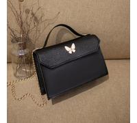 Kleine Umhängetasche Damen PU Leder Crossbody Bag Schwarz(Black)