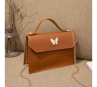 Kleine Umhängetasche Damen PU Leder Crossbody Bag Schwarz(Brown)