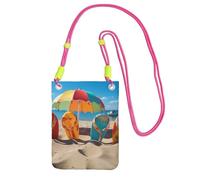 Kleine Umhängetasche für Damen, Handytasche, Mini-Umhängetasche, bunte Flip-Flops, Strandball, Handygeldbörsen, Fuchusia, Einheitsgröße