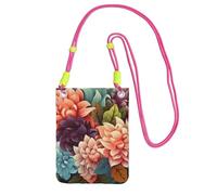 Kleine Umhängetasche für Damen, Handytasche, wasserdicht, mit Blumen als Hintergrund, Geldbörse, Bauchtasche