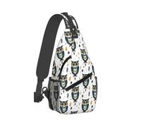 Kleine Umhängetasche für Damen und Herren - grüne Feder Eule Druck verstellbare Schultertasche Gürteltasche Crossbody Geldbörsen Rucksack für Reisen, Wandern, Sport, Laufen