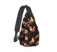 Kleine Umhängetasche für Damen und Herren - Pflanzenfuchs-Druck, verstellbare Schultertasche, Gürteltasche, Umhängetasche, Rucksack, für Reisen, Wandern, Sport, Laufen