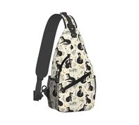 Kleine Umhängetasche für Damen und Herren - schwarzer Fuchs, Monddruck, verstellbare Schultertasche, Gürteltasche, Umhängetasche, Rucksack, für Reisen, Wandern, Sport, Laufen