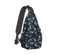 Kleine Umhängetasche für Damen und Herren - Sternenhimmel, Fuchs-Druck, verstellbare Schultertasche, Gürteltasche, Umhängetasche, Rucksack, für Reisen, Wandern, Sport, Laufen