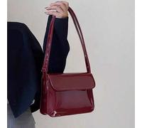 Kleine Umhängetasche im Vintage Burgunderrot Look, modischer Stil, glänzendes, wasserbeständiges Kunstleder Material, Damen Umhängetasche, das perfekt