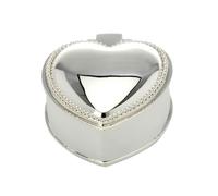 kleine versilberte Schmuckdose in Herzform mit Perlrand 6x5.5 cm