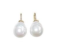 Kleine weiße Perlen-Ohrringe Ohr-Hänger Barockglas-Perle Bügel Sterling-Silber vergoldet elegant klassisch Mädchen Geschenk Heide Heinzendorff