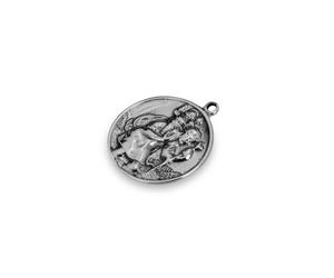 kleiner Anhänger heiliger St. Christophorus Ø 2.5 cm echt 925 Silber