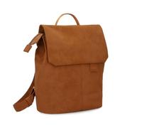 Kleiner Damen City-Rucksack Mademoiselle.M MR8 4 Liter, Hauptfach mit Magnet-Verschlussklappe & Reißverschluss, Geheimfach, gepolstertes Tablet-Fach, Handtragegriff, Rückenpolsterung (nubuk-cognac)