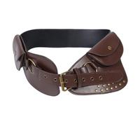 Kleiner Gürteltasche Damen Braun, Oval, Pu, Nieten, Punk Vintage | Verstellbarer Gürtel mit Löchern, für Karten und Münzen, Alltag und Renaissance Feste, Cosplay