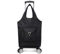 Kleiner zusammenklappbarer Einkaufswagen, Lebensmittelwagen mit 4 Spinnrädern, Verstellbarer, leicht zusammenklappbarer Trolley for ältere Erwachsene, Treppensteigerwagen(E)