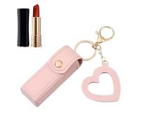 Kleines Lippenstift-Etui - Reise-Lippenstift-Taschen-Organizer, stilvolles tragbares Mini-Etui aus PU-Leder mit Herz-Anhänger-Charm | Niedlicher Kosmetikhalter für Neujahr, Jahrestag, Geburtstage, Ges