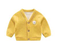 Kleinkind Baby Jungen Strickjacke kleine Jungen Bärenstickerei V-Ausschnitt Baumwolle Pullover Kinder Lange Ärmel Jacke Stricken Knopf Up für Herbst Winter
