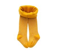 Kleinkind Baby Mädchen Fleece Gefüttert Warme Leggings Thermo Strumpfhosen mit Fuß, Dehnbare Strumpfhosen Für Winter Strumpf Leggings Winterstrumpfhosen Strick Socken Weiche, 6 (Yellow, 6-8 Years)