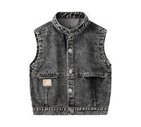 Kleinkind Jeansweste Verwaschene Jeans Ärmellose Jeansjacke Weste Weste mit Multi Taschen Knöpfen Denim Outfit Retro Jeansweste Winterjacke Mode Kleidung