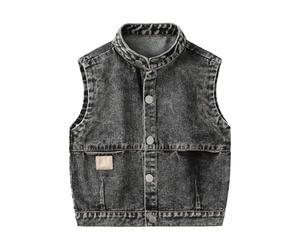 Kleinkind Jeansweste Verwaschene Jeans Ärmellose Jeansjacke Weste Weste mit Multi Taschen Knöpfen Denim Outfit Retro Jeansweste Winterjacke Mode Kleidung