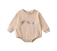 Kleinkind Jungen Mädchen Langarm Cartoon bedruckter Pullover Strampler Neugeborene Sweatshirt Bodysuits Body Junge Kurzarm (Yellow, 3-6 Months)