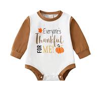 Kleinkind Jungen Mädchen Thanksgiving Day Langarm Cartoon Prints Pullover Strampler Neugeborene Sweatshirt Bodysuits Kurzarm Bodys Mädchen 86 (Coffee, 9-12 Months)