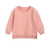 Kleinkind Kinder Baby Junge Mädchen Rundhals Einfarbig Sweatshirt Baumwolle Langarm Pullover Top Casual Frühling Kleidung Jogginganzug Kinder Jungen (Pink, 6-7 Years)