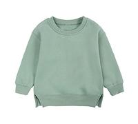 Kleinkind Kinder Baby Junge Mädchen Rundhals Einfarbig Sweatshirt Baumwolle Langarm Pullover Top Casual Frühling Kleidung Jogginganzug Kinder Jungen (Green, 3-4 Years)