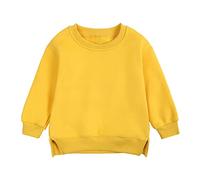 Kleinkind Kinder Baby Junge Mädchen Rundhals Einfarbig Sweatshirt Baumwolle Langarm Pullover Top Casual Frühling Kleidung Jogginganzug Kinder Jungen (Yellow, 6-9 Months)