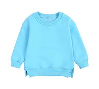 Kleinkind Kinder Baby Junge Mädchen Rundhals Einfarbig Sweatshirt Baumwolle Langarm Pullover Top Casual Frühling Kleidung Jogginganzug Kinder Jungen (Blue, 9-12 Months)