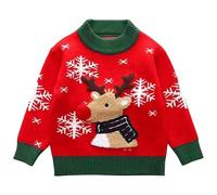 Kleinkind Weihnachten Jungen Mädchen Winter Langarm Cartoon Deer Strickpullover Warmer Pullover Für Kinder Kleidung (Red, 12-18 Months)