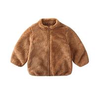 Kleinkinder Flauschiger Winter Kunstpelzmantel Kleine Jungen Mädchen Langarmjacke Neugeborene Reißverschluss Oberbekleidung Baby Stehkragen Dicke Warme Kleidung Kinder Warme Fleecejacke 1-5 Jahre