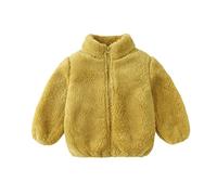 Kleinkinder Flauschiger Winter Kunstpelzmantel Kleine Jungen Mädchen Langarmjacke Neugeborene Reißverschluss Oberbekleidung Baby Stehkragen Dicke Warme Kleidung Kinder Warme Fleecejacke 1-5 Jahre