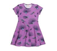 Kleinkinder Kleid - Bio-Baumwolle, Lila mit Pfauen-Print, bequem, Kurzarm, alltagstauglich | Walkiddy Blau 92