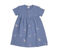 Kleinkinder Kleid - Blau aus Bio-Baumwolle, kurzärmlig, locker fallend, bequem, alltagstauglich & kombinierbar | Walkiddy Blau 104