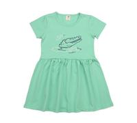 Kleinkinder Kleid GOTS zertifiziert, mint, Krokodil-Print, Kurzarm, weich - Walkiddy Blau 116