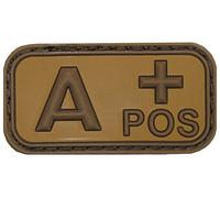 Klettabzeichen, braun/khaki, Blutgruppe "A POS", 3D