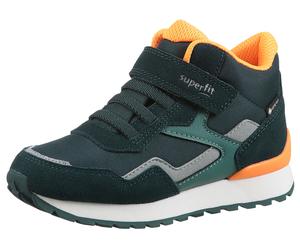 Klettboot SUPERFIT "DASH WMS: Mittel", Mädchen, Gr. 29, orange (dunkelgrün, orange), Lederimitat, Polyester, Veloursleder, Schuhe, High Top Sneaker mit GORE TEX, Größenschablone zum Download (85388764