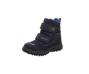 Klettboot SUPERFIT "HUSKY, WMS: mittel", Mädchen, Gr. 40, Textil, blau (blau, hellgrau), Veloursleder, kontrastfarbene Details, unifarben, Schuhe, Outdoorboots mit Anziehlasche, Größenschablone zum Do