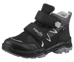 Klettboot SUPERFIT "JUPITER WMS: Weit", Mädchen, Gr. 27, schwarz (schwarz, grau), Lederimitat, Polyester, Schuhe, Winterschuh mit gepolstertem Schaftrand, Größenschablone zum Download (28708810-27) sc