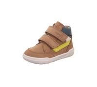 Klettboot SUPERFIT "SUPERFREE 2.0, WMS: weit", Mädchen, Gr. 24, braun, blau, gelb, Nubukleder, Textil, Veloursleder, kontrastfarbene Details, Schuhe, Outdoorboots, mit Klettverschlüssen, Größenschablo