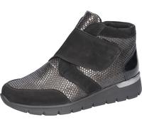 Klettboot WALDLÄUFER "K-RAMONA", Damen, Gr. 7,5 (41), schwarz (schwarz, silberfarben), Lackleder, Nappaleder, Nubukleder, metallic, Schuhe, Stiefelette, Komfortschuh, Bequemschuh in extrabreiter Schuh