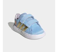Klettschuh ADIDAS SPORTSWEAR "ADIDAS DISNEY FROZEN GRAND COURT 3.0 FÜR BABYS UND KLEINKINDER", Kinder, Gr. 25, glow blau, gold metallic, ice lavender, Synthetik, Textil, Schuhe Klettschuh, Frozen, für