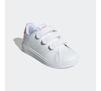Klettschuh ADIDAS SPORTSWEAR "ADVANTAGE BASE 2.0 KIDS", Mädchen, Gr. 35, weiß (cloud weiß, bliss pink, core schwarz), Synthetik, Schuhe Klettschuh, Design auf den Spuren des adidas Stan Smith, für Kin
