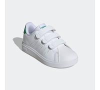 Klettschuh ADIDAS SPORTSWEAR "ADVANTAGE BASE 2.0 KIDS", Mädchen, Gr. 35, weiß (cloud weiß, ftwr weiß, grün), Synthetik, Schuhe Klettschuh, Design auf den Spuren des adidas Stan Smith, für Kinder & Jug