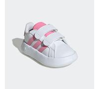 Klettschuh ADIDAS SPORTSWEAR "GRAND COURT 2.0 KIDS", Jungen, Gr. 25, weiß (cloud weiß, bliss pink, core schwarz), Synthetik, Schuhe Klettschuh, Design auf den Spuren des adidas Superstar, für Kinder (
