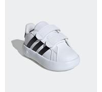 Klettschuh ADIDAS SPORTSWEAR "GRAND COURT 2.0 KIDS", Kinder, Gr. 24, schwarz-weiß (cloud weiß, core schwarz, cloud weiß), Synthetik, Schuhe Klettschuh, Design auf den Spuren des adidas Superstar, für