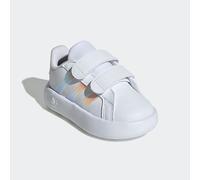 Klettschuh ADIDAS SPORTSWEAR "GRAND COURT 2.0 KIDS", Kinder, Gr. 25, weiß (cloud weiß, iridescent, grau two), Synthetik, Schuhe Klettschuh, Design auf den Spuren des adidas Superstar, für Kinder (3855