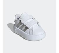 Klettschuh ADIDAS SPORTSWEAR "GRAND COURT 2.0 KIDS", Kinder, Gr. 27, weiß (cloud weiß, matte silber, cloud weiß), Synthetik, Schuhe Klettschuh, Design auf den Spuren des adidas Superstar, für Kinder (